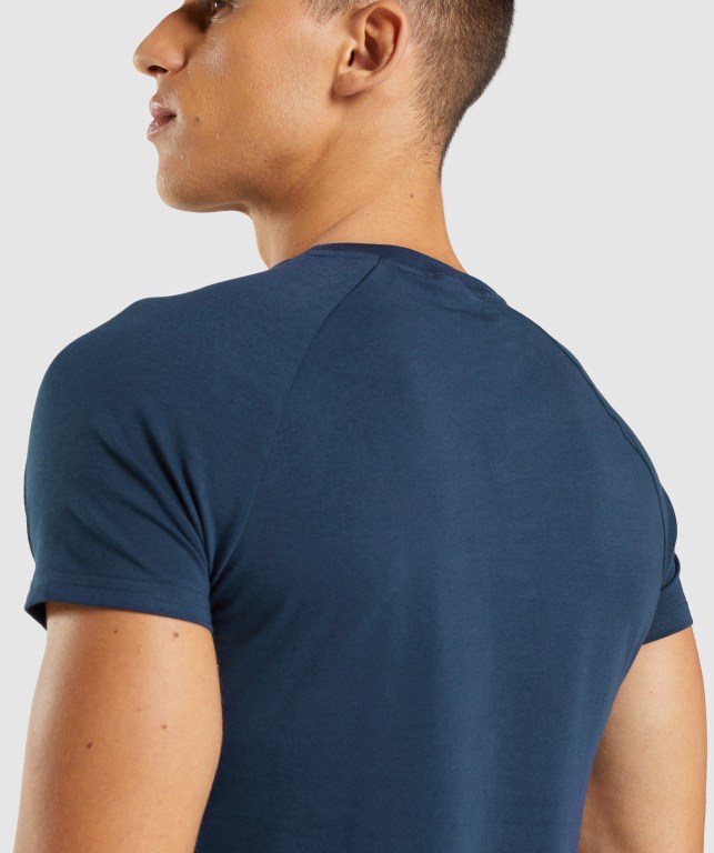 Navy Gymshark Apollo Men's T Shirts | US-62WIMYV