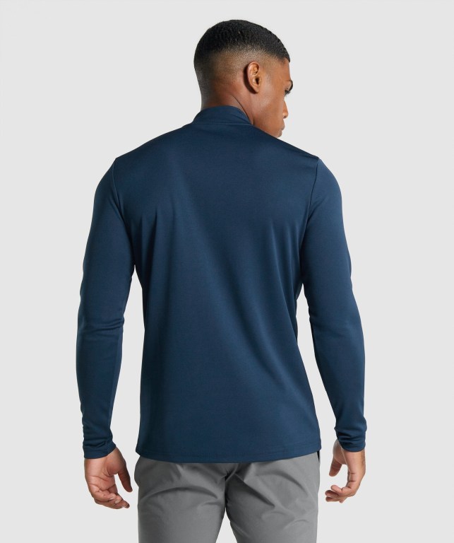 Navy Gymshark Arrival 1/4 Zip Men's Hoodies | US-08HXKUF