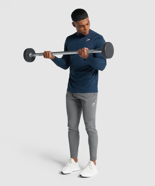 Navy Gymshark Arrival 1/4 Zip Men's Hoodies | US-08HXKUF