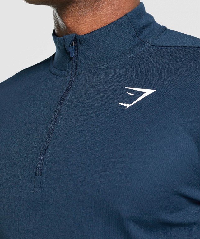 Navy Gymshark Arrival 1/4 Zip Men's Hoodies | US-08HXKUF