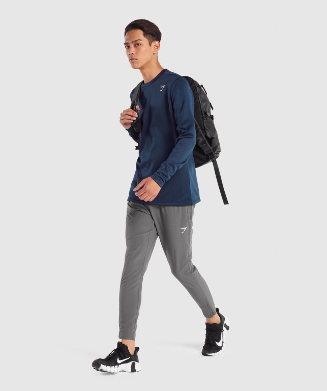 Navy Gymshark Arrival Crew Sweatshirt Men's Hoodies | US-46UWJVE