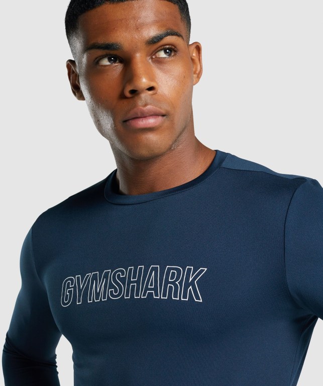 Navy Gymshark Arrival Graphic Men's T Shirts | US-69YSJPH