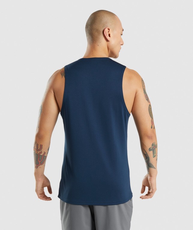 Navy Gymshark Arrival Men's Tank Tops | US-15CKRYQ