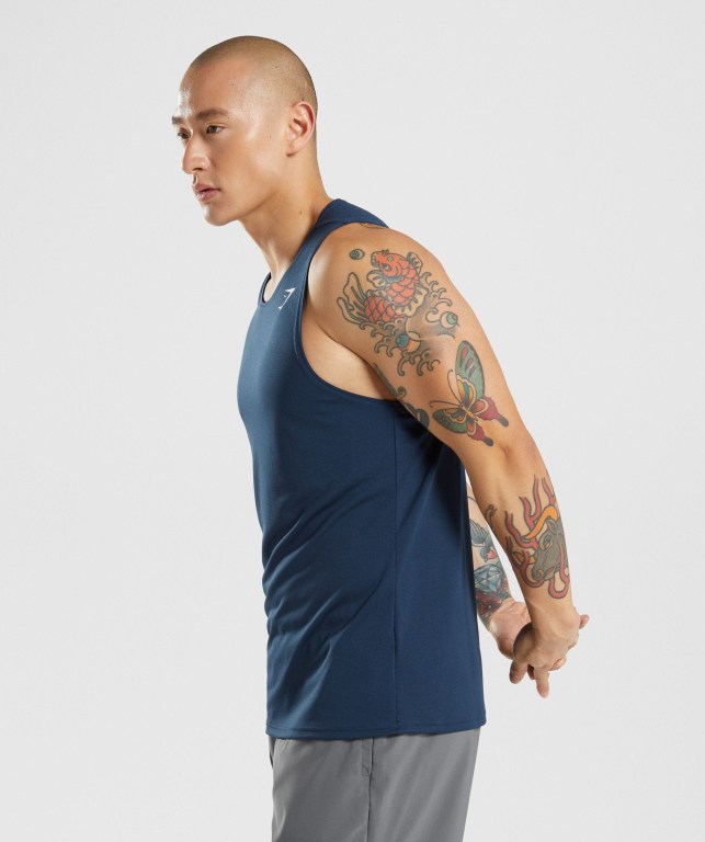 Navy Gymshark Arrival Men's Tank Tops | US-15CKRYQ