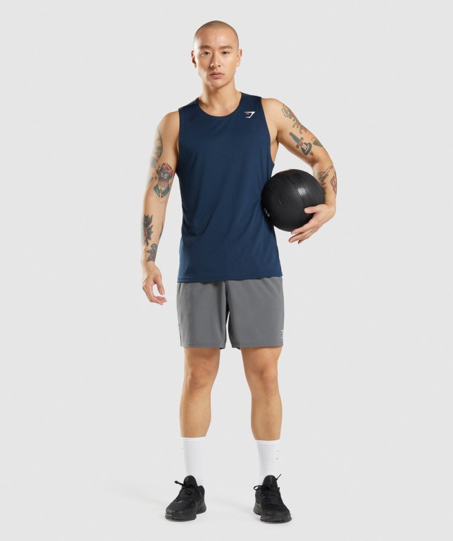 Navy Gymshark Arrival Men's Tank Tops | US-15CKRYQ