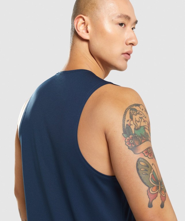 Navy Gymshark Arrival Men's Tank Tops | US-15CKRYQ