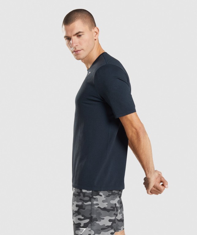 Navy Gymshark Arrival Seamless Men's T Shirts | US-71KECSQ