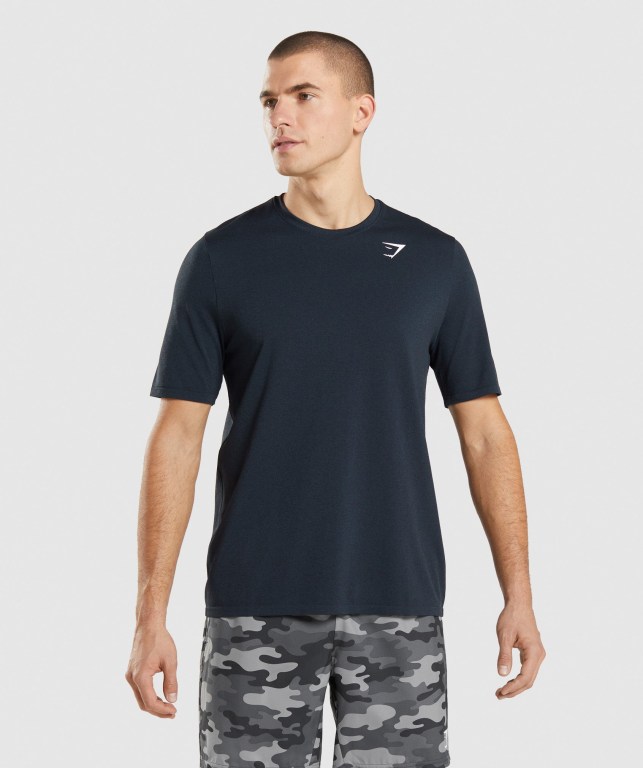 Navy Gymshark Arrival Seamless Men\'s T Shirts | US-71KECSQ