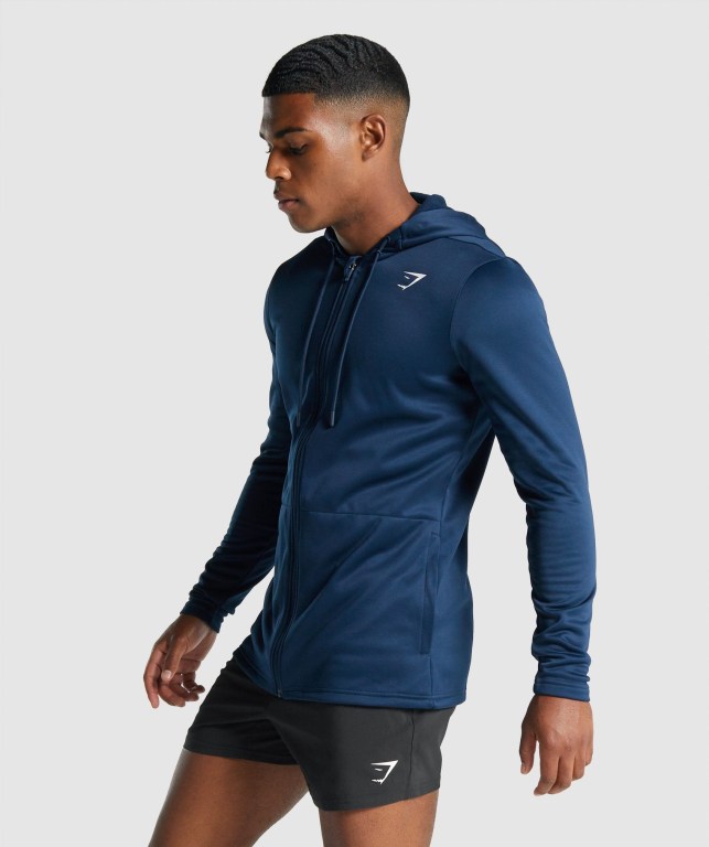 Navy Gymshark Arrival Zip Up Men's Hoodies | US-15DGEIF