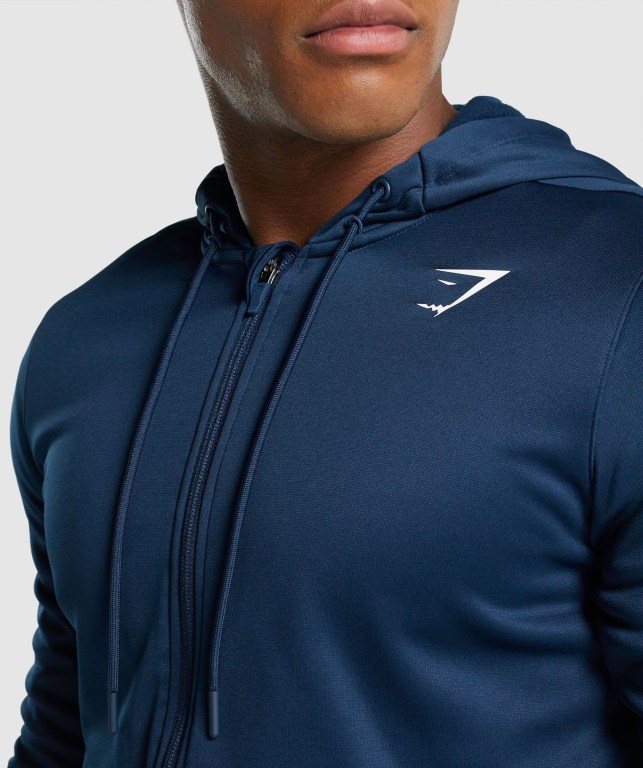 Navy Gymshark Arrival Zip Up Men's Hoodies | US-15DGEIF