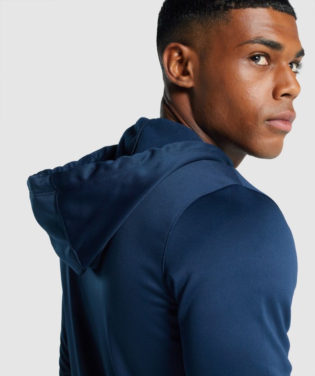 Navy Gymshark Arrival Zip Up Men's Hoodies | US-15DGEIF