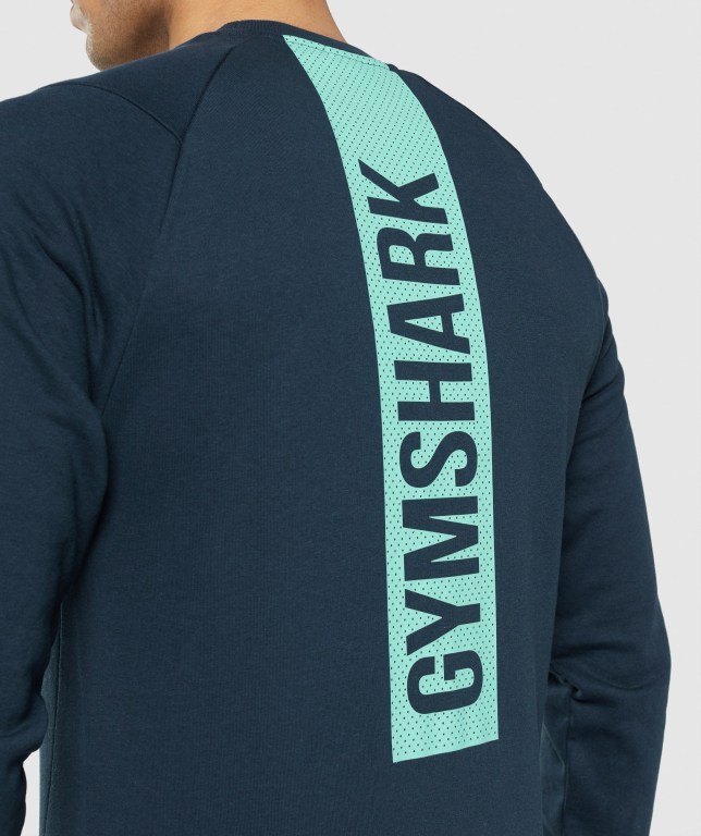 Navy Gymshark Bold Crew Men's Hoodies | US-80PFSHW