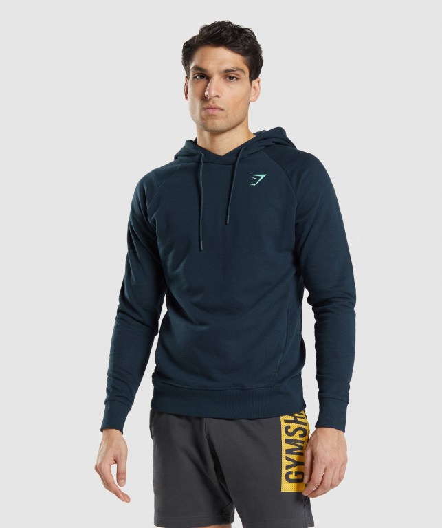 Navy Gymshark Bold Men's Hoodies | US-23ULRKH