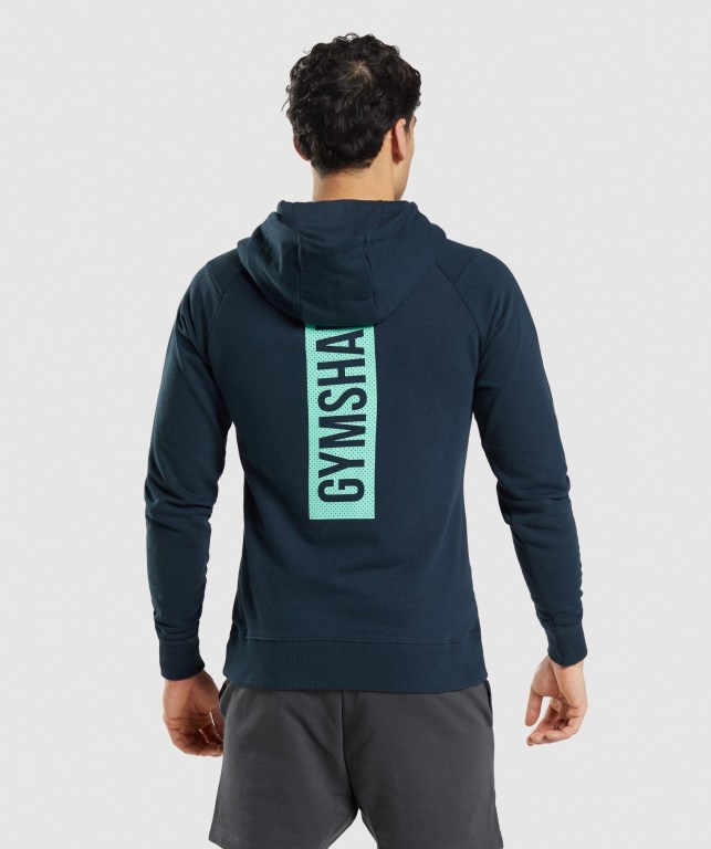 Navy Gymshark Bold Men\'s Hoodies | US-23ULRKH