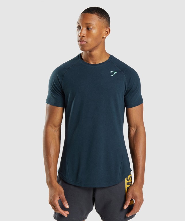 Navy Gymshark Bold Men's T Shirts | US-12DUEOR