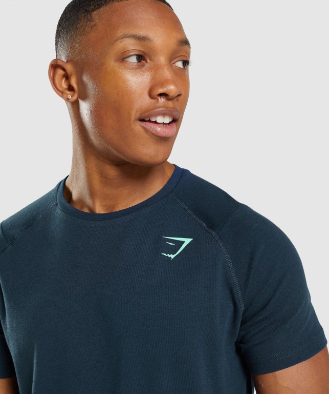 Navy Gymshark Bold Men's T Shirts | US-12DUEOR