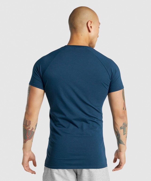 Navy Gymshark Critical 2.0 Men's T Shirts | US-90KNOGU