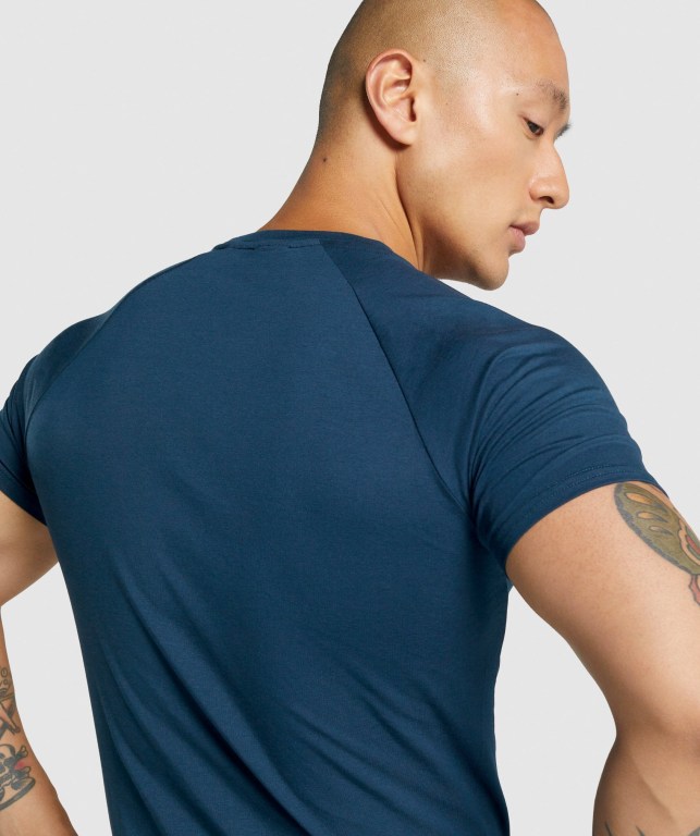 Navy Gymshark Critical 2.0 Men's T Shirts | US-90KNOGU