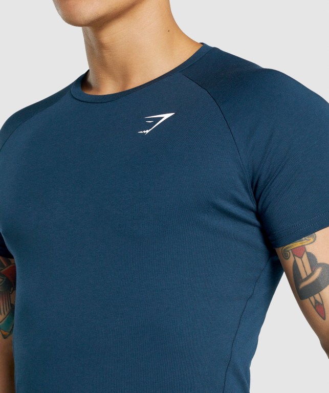 Navy Gymshark Critical 2.0 Men's T Shirts | US-90KNOGU