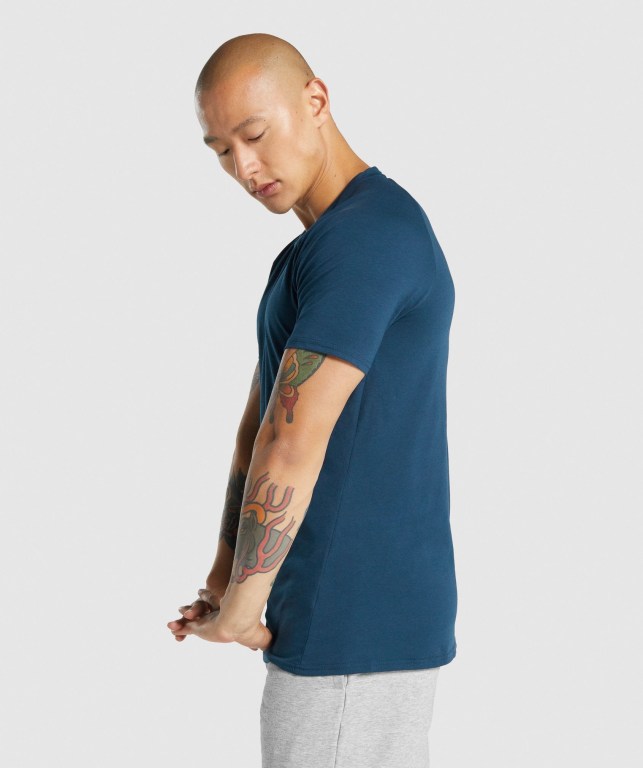 Navy Gymshark Critical 2.0 Men's T Shirts | US-95VETOL