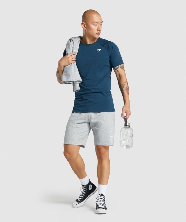 Navy Gymshark Critical 2.0 Men's T Shirts | US-95VETOL