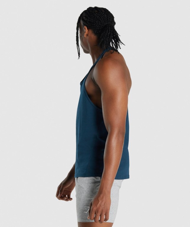 Navy Gymshark Critical 2.0 Men's Tank Tops | US-15KDSXE