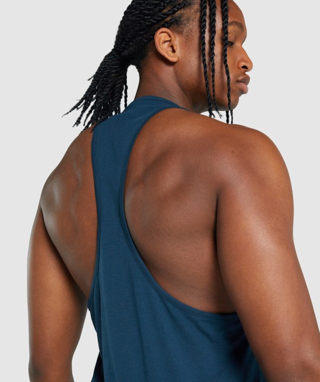 Navy Gymshark Critical 2.0 Men's Tank Tops | US-15KDSXE