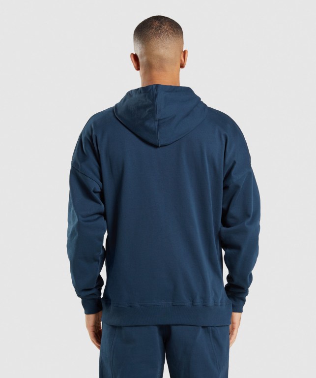 Navy Gymshark Essential Oversized Zip Up Men's Hoodies | US-86LVXIT