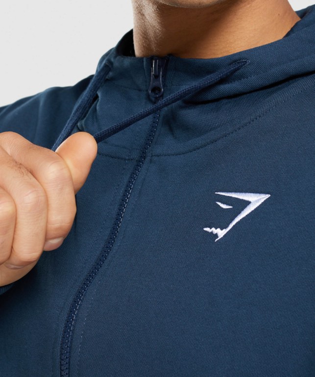 Navy Gymshark Essential Oversized Zip Up Men's Hoodies | US-86LVXIT