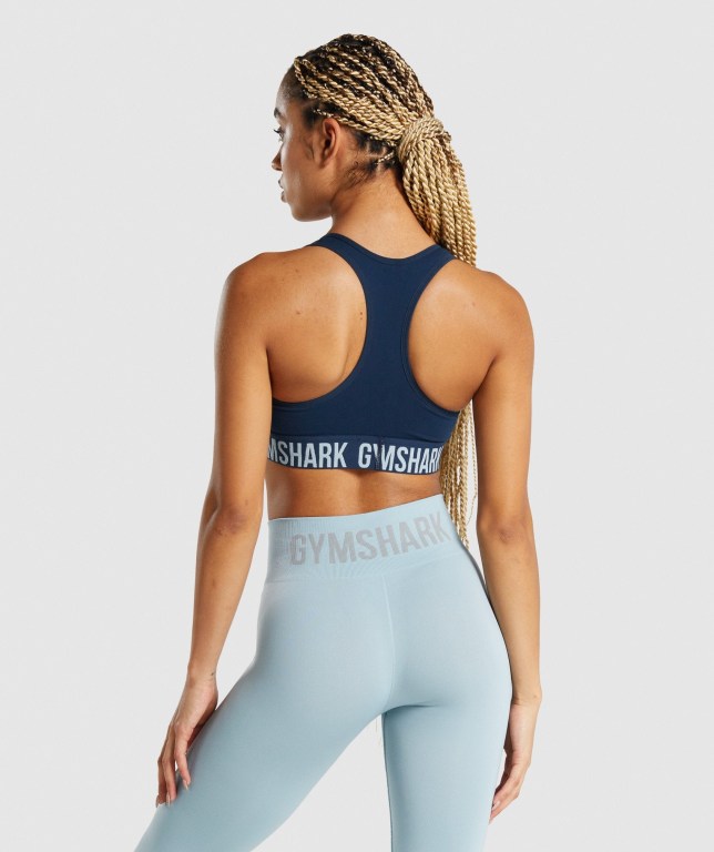 Navy Gymshark Fit Seamless Women's Sports Bra | US-89TBPRH