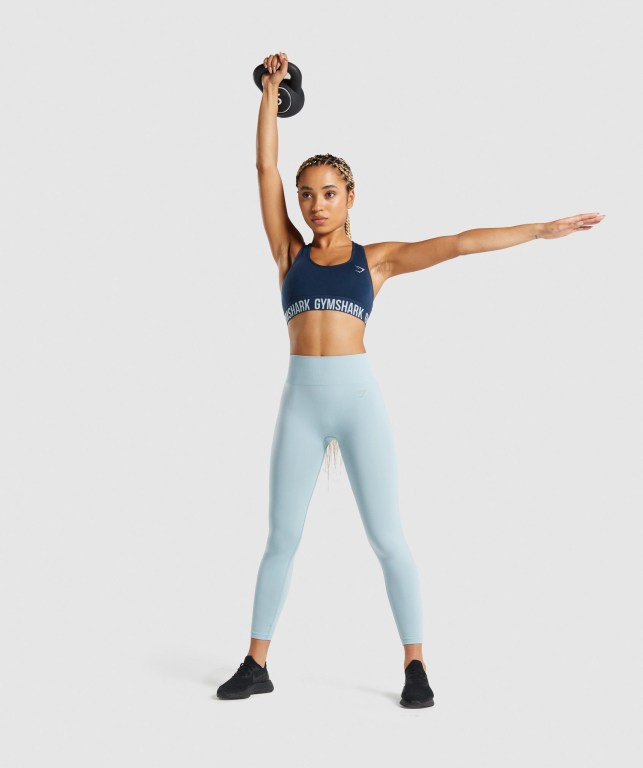 Navy Gymshark Fit Seamless Women's Sports Bra | US-89TBPRH