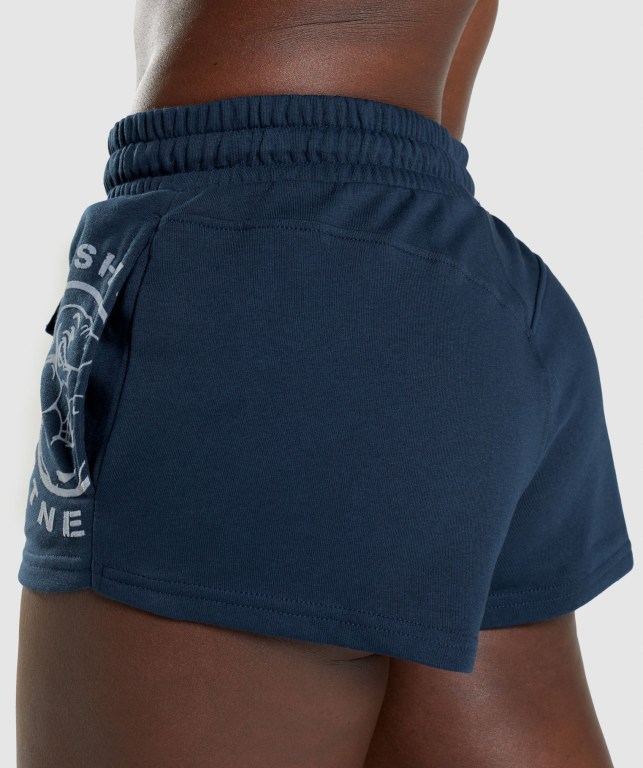 Navy Gymshark Legacy Graphic Women's Shorts | US-34QDWBM