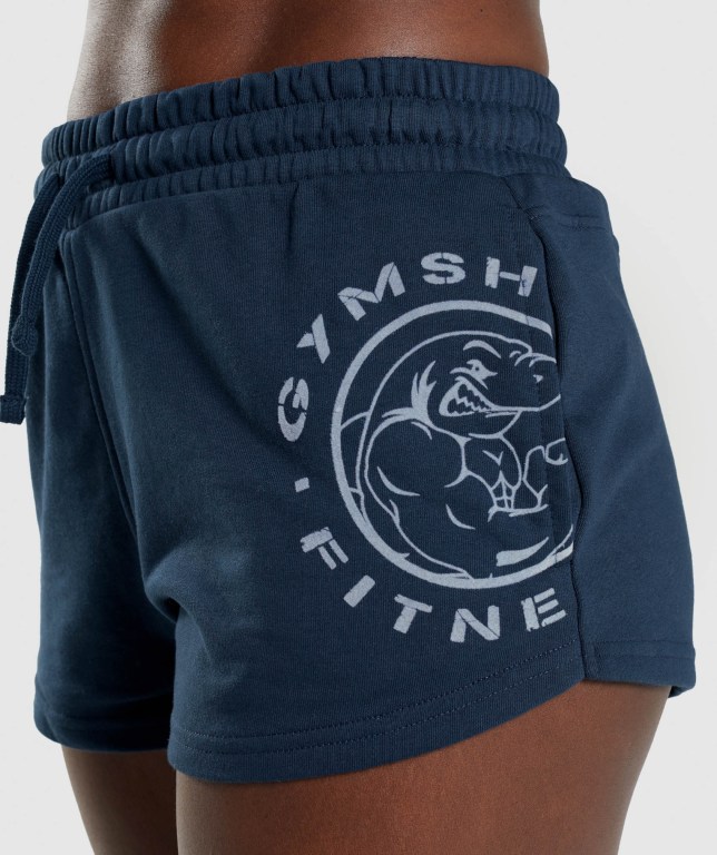 Navy Gymshark Legacy Graphic Women's Shorts | US-34QDWBM