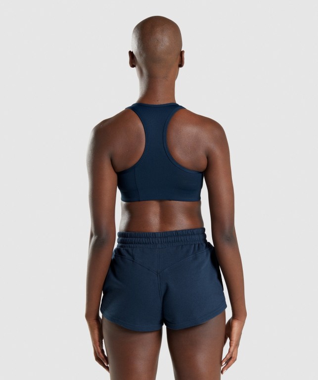 Navy Gymshark Legacy Graphic Women's Sports Bra | US-18ACOIL