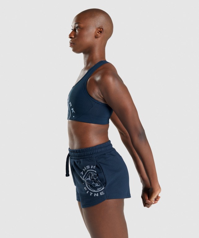 Navy Gymshark Legacy Graphic Women's Sports Bra | US-18ACOIL