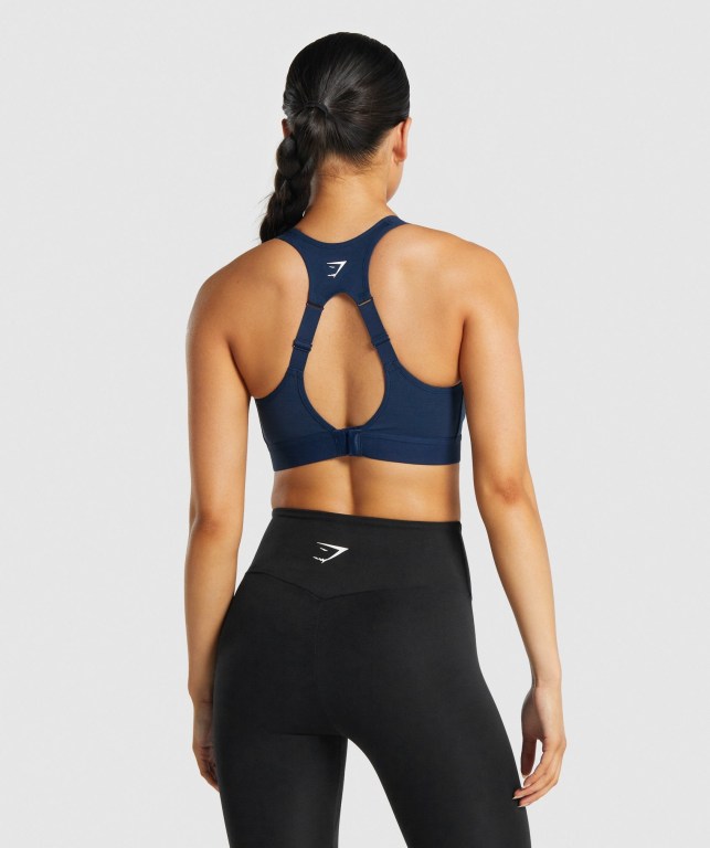 Navy Gymshark Open Back Training Women's Sports Bra | US-90MXETQ