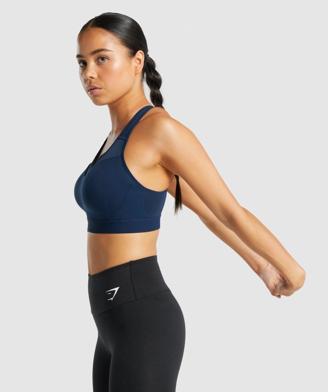 Navy Gymshark Open Back Training Women's Sports Bra | US-90MXETQ