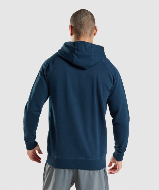 Navy Gymshark Sharkhead Infill Men's Hoodies | US-36FXPIE