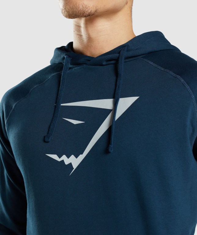 Navy Gymshark Sharkhead Infill Men's Hoodies | US-36FXPIE