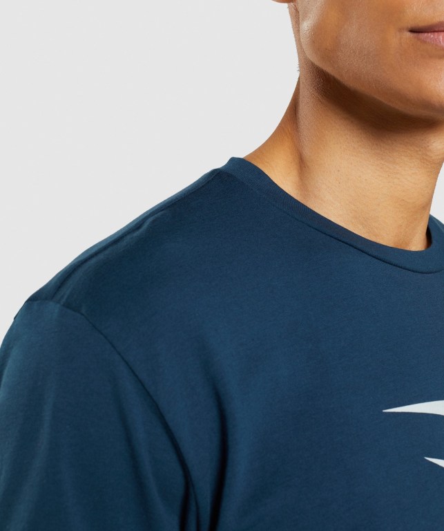 Navy Gymshark Sharkhead Infill Men's T Shirts | US-91NCWLB