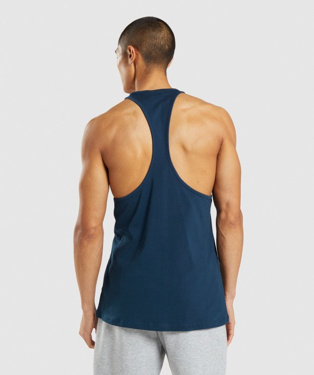 Navy Gymshark Sharkhead Infill Men's Tank Tops | US-52LJHIQ