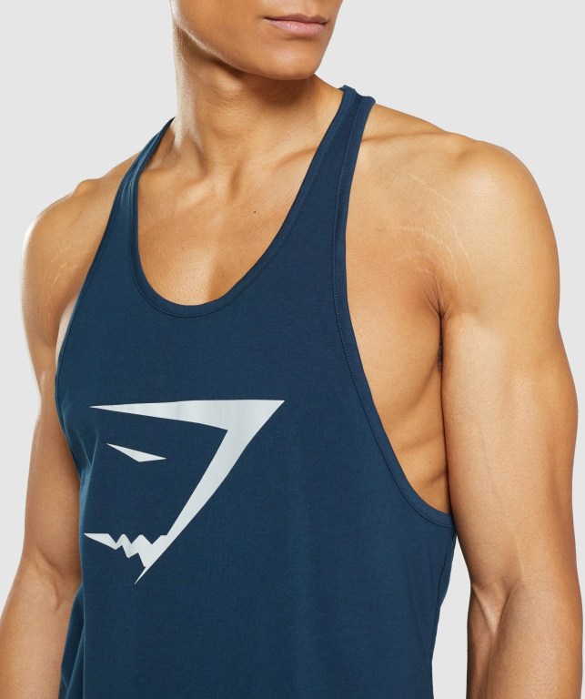 Navy Gymshark Sharkhead Infill Men's Tank Tops | US-52LJHIQ