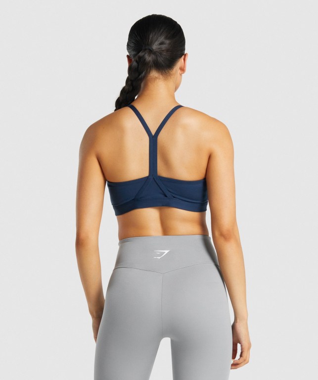 Navy Gymshark V Neck Training Women's Sports Bra | US-98DSZFJ