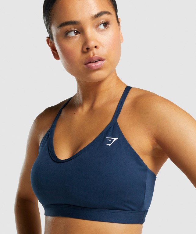 Navy Gymshark V Neck Training Women's Sports Bra | US-98DSZFJ