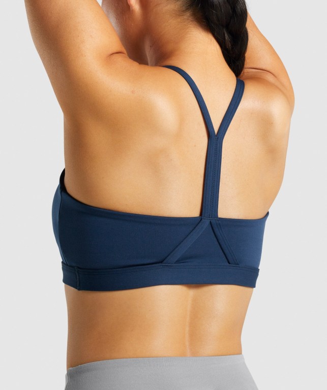 Navy Gymshark V Neck Training Women's Sports Bra | US-98DSZFJ