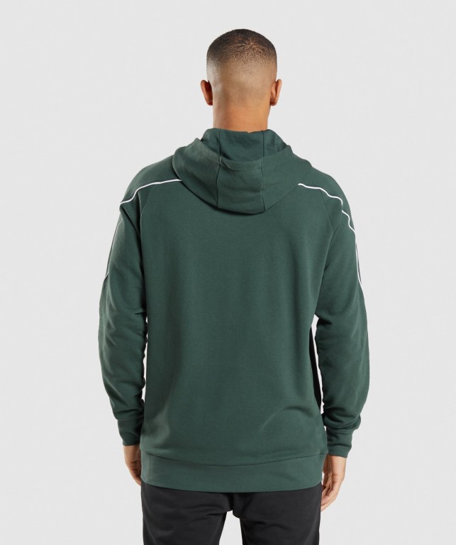 Obsidian Green / White Gymshark Recess Men's Hoodies | US-10VMYSA