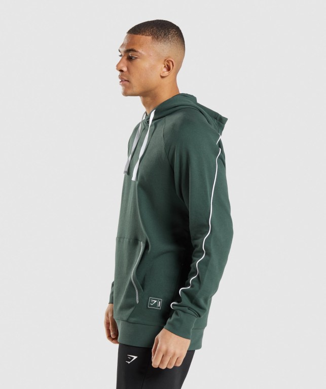 Obsidian Green / White Gymshark Recess Men's Hoodies | US-10VMYSA