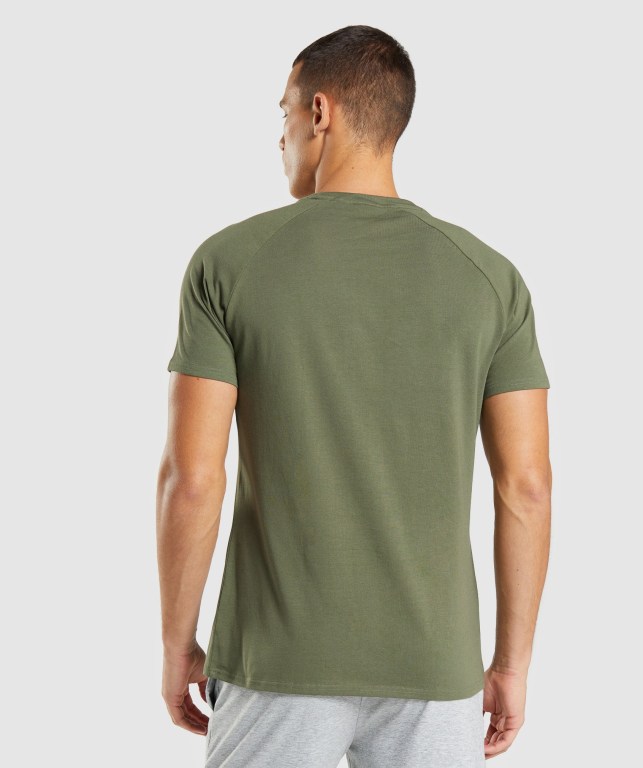 Olive Gymshark Apollo Men's T Shirts | US-50UJZSQ