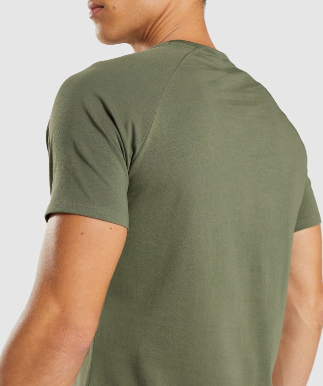 Olive Gymshark Apollo Men's T Shirts | US-50UJZSQ