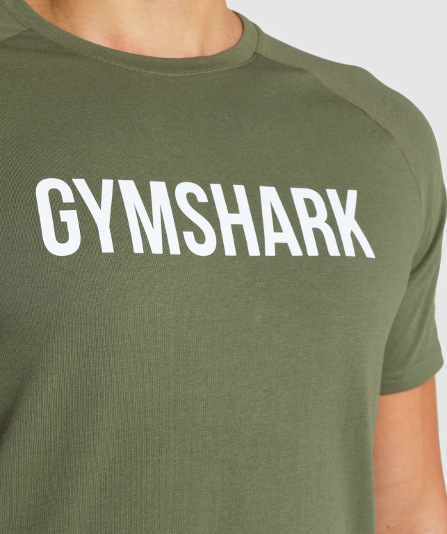 Olive Gymshark Apollo Men's T Shirts | US-50UJZSQ